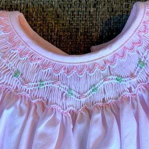 Smocked dress pink rose newborn nb with bonnet